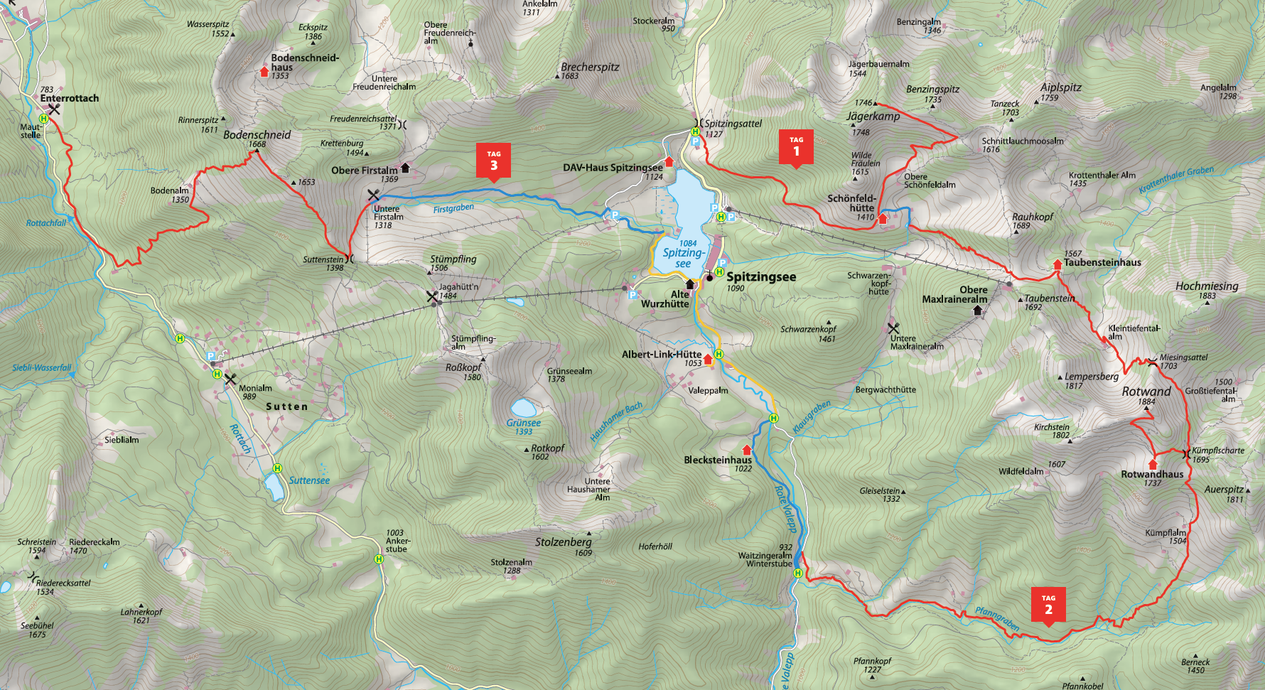 Karte Drei-Seen-Tour